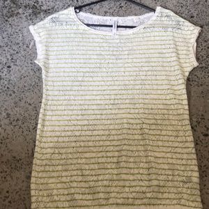 Green and white lace top